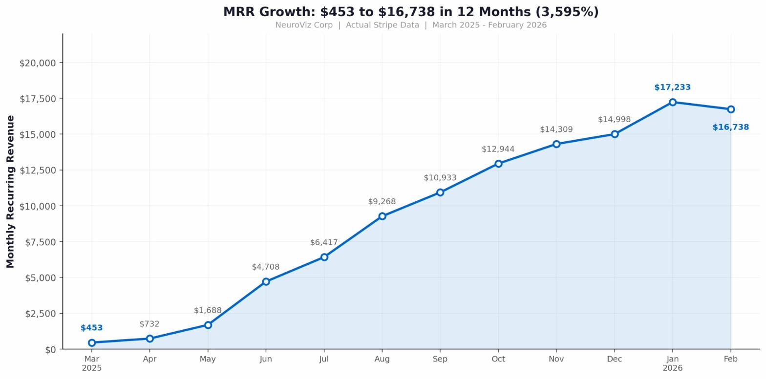 MRR Growth: $453 to $16,738 in 12 Months